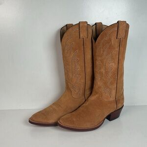 Justin Full Rough Out Suede Cowboy Boots Men’s 8.5 D | Women’s 9.5 USA Made